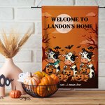 Personlig Moo I Mean Boo Chukle I Mean Trick or Treat Trädgårdsflagga Rolig ko kyckling Yard Veranda Festival Dekor Halloween Present till familjen