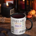 Mug 330ml Personnalisé avec 1-19 Noms Style Nuage de Mots Cadeau Halloween Anniversaire pour Famille Amis