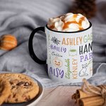 Mug 330ml Personnalisé avec 1-19 Noms Style Nuage de Mots Cadeau Halloween Anniversaire pour Famille Amis