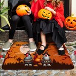 Personalized Moo I Mean Boo Chukle I Mean Trick or Treat Non-Slip Doormat with Text Funny Cow Chicken Home Decor Halloween Gift for Family