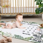 Personalised Tropical Rainforest Lion Zebra Milestone Blanket with Name Baby Shower New Mom Gift for Newborn