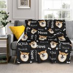 Coperta personalizzata per cani e gatti con foto, avatar, zampa, osso, con nome, multicolore, regalo di compleanno per gli amanti degli animali.