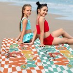 Personalized Cousin Crew Plaid Design Oversized Quick Dry Beach Towel with Name Birthday Summer Vacation Accessory Gift for Kids