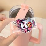 Personifierad söt spöke pumpa design tumbler namnbricka platta akryl lock topplock tillbehör för Stanley Party Favor Halloween present till barn