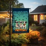 Personlig Moo I Mean Boo Chukle I Mean Trick or Treat Trädgårdsflagga Rolig ko kyckling Yard Veranda Festival Dekor Halloween Present till familjen