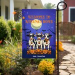 Personlig Moo I Mean Boo Chukle I Mean Trick or Treat Trädgårdsflagga Rolig ko kyckling Yard Veranda Festival Dekor Halloween Present till familjen