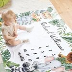 Personalised Tropical Rainforest Lion Zebra Milestone Blanket with Name Baby Shower New Mom Gift for Newborn