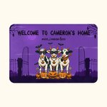 Personalized Moo I Mean Boo Chukle I Mean Trick or Treat Non-Slip Doormat with Text Funny Cow Chicken Home Decor Halloween Gift for Family