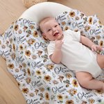 Henkilökohtainen auringonkukka vauva tyttö poika pehmeä Swaddle peitto nimi Nursery huoneen sisustus syntymäpäivä Baby Shower lahja vastasyntyneille