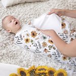 Henkilökohtainen auringonkukka vauva tyttö poika pehmeä Swaddle peitto nimi Nursery huoneen sisustus syntymäpäivä Baby Shower lahja vastasyntyneille