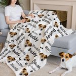 Coperta personalizzata per cani e gatti con foto, avatar, zampa, osso, con nome, multicolore, regalo di compleanno per gli amanti degli animali.