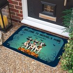 Personalized Moo I Mean Boo Chukle I Mean Trick or Treat Non-Slip Doormat with Text Funny Cow Chicken Home Decor Halloween Gift for Family