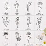 Organisateur de Stylos Carnets Sac en Cuir Personnalisé avec Fleur de Naissance Nom Accessoire de Voyage Cadeau Anniversaire pour Amoureux du Voyage