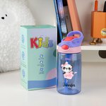 Borraccia Personalizzata da 480ml con Nome Cannuccia in Silicone e Manico Regalo di Compleanno per Bambini per il Ritorno a Scuola