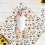 Personalized Sunflower Baby Girl Boy Soft Swaddle Blanket Knot Hat Set with Name Coming Home Outfit Birthday Baby Shower Gift for Newborns