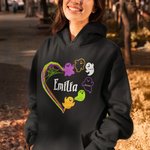Personlig Halloween Ghosts Family Heart Design T-Shirt Sweatshirt Hoodie med 1-13 Namn Halloween Present till mamma mormor