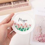 Personalizada Nacimiento Flor Cluster Baratija de cerámica Joyería Plato con Nombre Estética Decoración para el Hogar Cumpleaños Boda Dama de honor Re