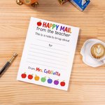 Personalised Happy Mail From The Teacher Name Notepad with Apple Design Teacher's Day Appreciation Stationery Accessory Gift for Teacher