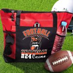 Personalised Multicolor Football Grandma Large Tote Bag with Name and Number Birthday Gift for Sports Lover Grandma