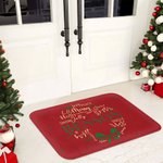 Paillasson Antidérapant Multicolore Personnalisé avec Nom de Famille Vœux Joyeux en Couronne de Gui Décoration d'Intérieur Cadeau Noël pour la Famille