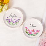 Personalizada Nacimiento Flor Cluster Baratija de cerámica Joyería Plato con Nombre Estética Decoración para el Hogar Cumpleaños Boda Dama de honor Re