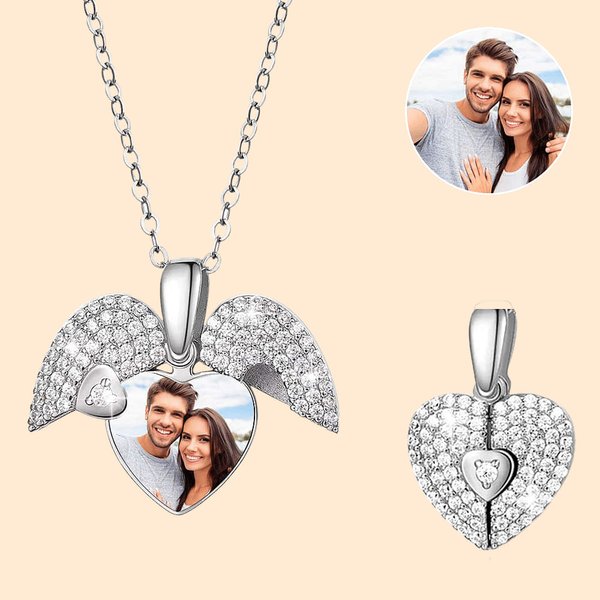 Photo Heart Locket Necklace Sterling Silver