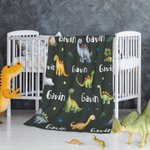 Suave manta personalizada con el nombre del dinosaurio Cumpleaños Baby Shower Back To School Regalo para niños Niñas