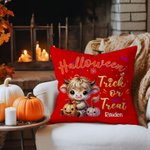 Calabazas personalizadas Highland Vaca Suave Funda de almohada con nombre Decoración para el hogar Halloween Regalo de inauguración de la casa para la