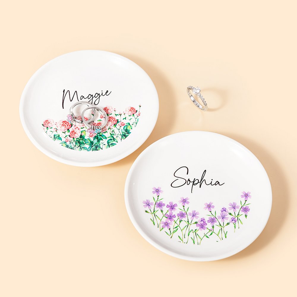 Coffret à bijoux personnalisé en céramique avec nom Décoration d'intérieur esthétique Anniversaire Mariage Mariage Cadeau de femme d'honneur