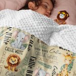 Personalized Jungle Safari Animals Lion Soft Throw Blanket with Name Baby Shower Gift for Girls Boys