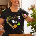 Personlig Halloween Ghosts Family Heart Design T-Shirt Sweatshirt Hoodie med 1-13 Namn Halloween Present till mamma mormor