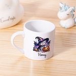 Personlig Pumpa Akvarell Sött Djur 6oz Keramisk Mugg med Namn Halloween Present till Pojkar Flickor