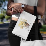 Personalized Birth Flower Basket Name Makeup Bag with Wrist Strap Birthday Anniversary Gift for Women