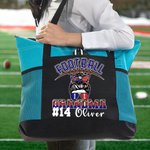 Personalised Multicolor Football Grandma Large Tote Bag with Name and Number Birthday Gift for Sports Lover Grandma