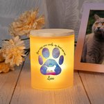 Personalized Cat Silhouette Rainbow Bridge Paw Print Memorial Candle Jar with Name Text Condolence Sympathy Pet Loss Gift for Cat Lovers