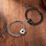 Bracelet Photo Projection Personnalisé avec I Love You en 100 Langues Cadeau d'Anniversaire pour Homme