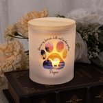 Personalized Cat Silhouette Rainbow Bridge Paw Print Memorial Candle Jar with Name Text Condolence Sympathy Pet Loss Gift for Cat Lovers