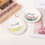Personalizada Nacimiento Flor Cluster Baratija de cerámica Joyería Plato con Nombre Estética Decoración para el Hogar Cumpleaños Boda Dama de honor Re