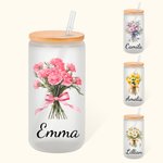 Verre en verre personnalisé avec couvercle en bambou et paille Cadeau d'anniversaire de mariage Cadeau de douche pour femmes