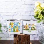 Personalized In My Cousin Era Animal Theme 11oz Enamel Mug with Year Reunion Birthday Camping Gift for Family Kids