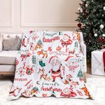 Coperta di Natale personalizzata con nome di Babbo Natale, renna e pupazzo di neve, decorazione domestica, regalo di Natale per bambini, amici e famig