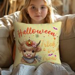 Calabazas personalizadas Highland Vaca Suave Funda de almohada con nombre Decoración para el hogar Halloween Regalo de inauguración de la casa para la