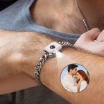 Bracelet Photo Projection Personnalisé avec I Love You en 100 Langues Cadeau d'Anniversaire pour Homme