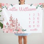 Suave manta de bebé personalizada con nombre, rosa, azul, floral, con foto, apta para la piel, regalo de baby shower para recién nacido