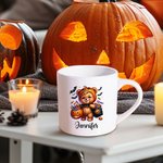 Personlig Pumpa Akvarell Sött Djur 6oz Keramisk Mugg med Namn Halloween Present till Pojkar Flickor