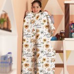 Personalised Sunflowers Warm Soft Throw Blanket with Name Birthday Baby Shower Gift for Girls Baby