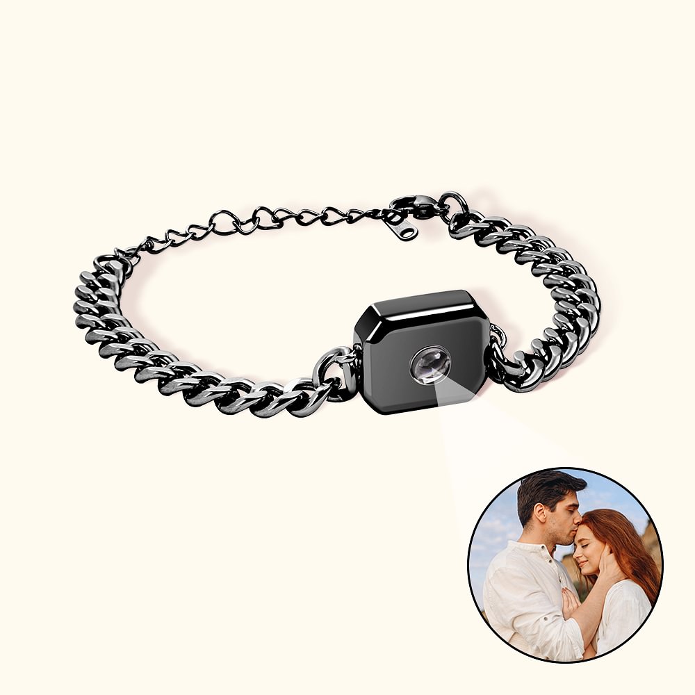 Bracelet Photo Projection Personnalisé avec I Love You en 100 Langues Cadeau d'Anniversaire pour Homme