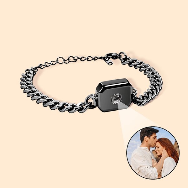 Pulsera personalizada con proyección de foto y Te quiero en 100 idiomas Regalo de cumpleaños Aniversario para hombre