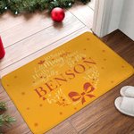 Paillasson Antidérapant Multicolore Personnalisé avec Nom de Famille Vœux Joyeux en Couronne de Gui Décoration d'Intérieur Cadeau Noël pour la Famille