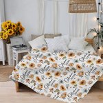 Personalised Sunflowers Warm Soft Throw Blanket with Name Birthday Baby Shower Gift for Girls Baby